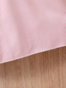 Baby Striped Button Detail Cami Dress & Accessory Hat - Baby Pink - View 4