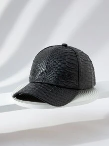1pc Men's Crocodile Print PU Waterproof Adjustable European And American Baseball Cap, Casual For Daily Wear, Party, Street Dance, Gift - Black - View 7