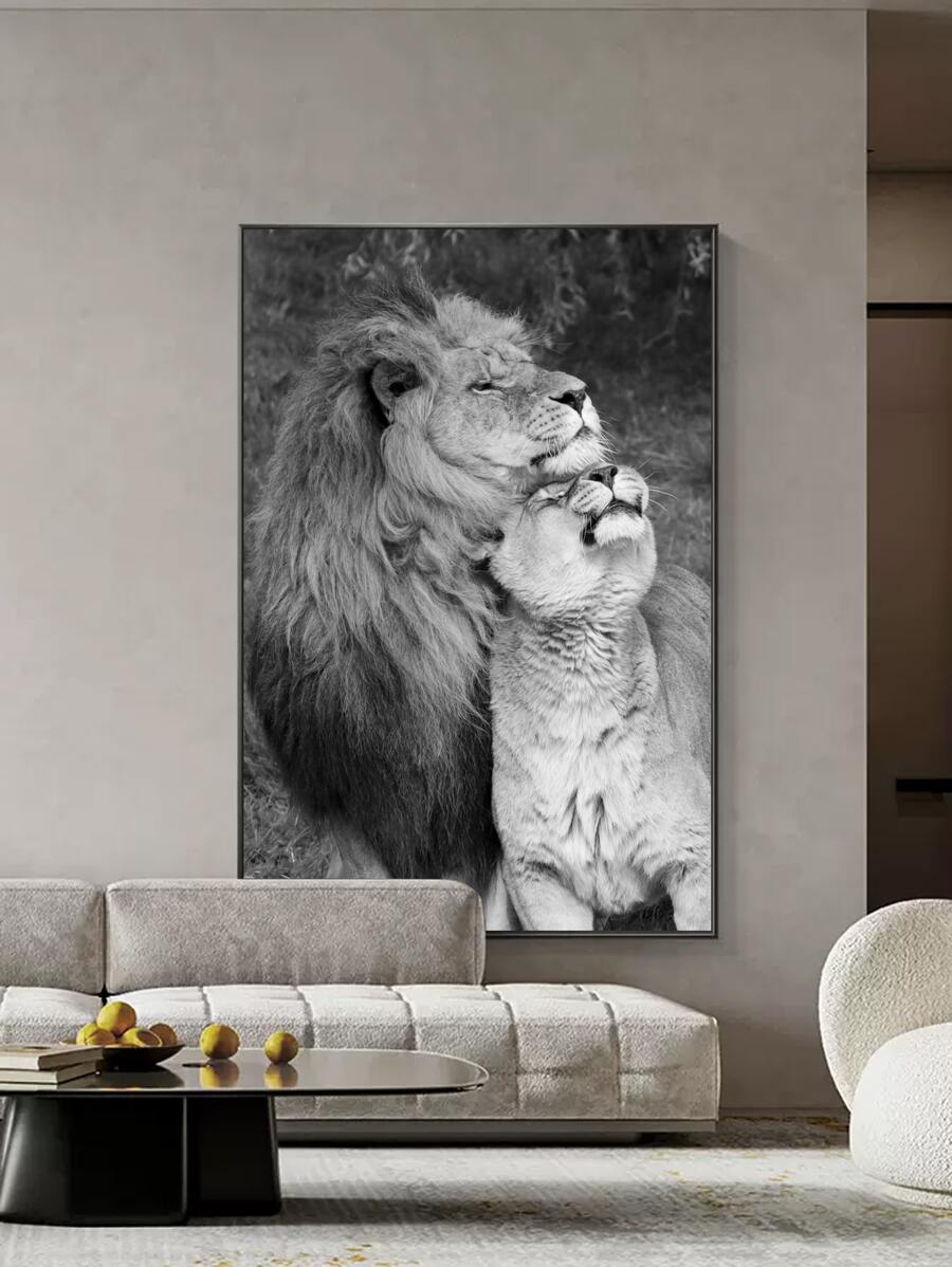 1入組化纖無框畫獅子圖案無框畫家用 - 彩色 - 查看 1