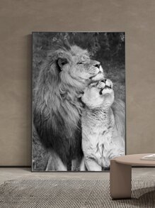 1入組化纖無框畫獅子圖案無框畫家用 - 彩色 - 查看 2