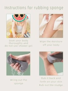 1入組塑料去角質沐浴海綿淋浴用極簡灰色沐浴海綿 - 灰色 - 查看 2