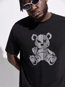 Manfinity VCAY Men Plus Bear Print Tee & Plaid Shorts - Multicolor - View 6