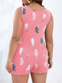 SHEIN LUNE Bộ thời trang Plus Size Bộ lạc Giải trí - Hồng - Xem 2