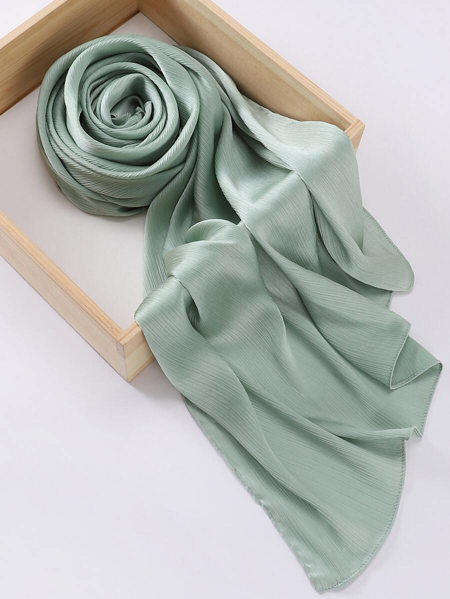 1pc Women's Solid Color Satin Elegant Scarf/Headscarf Accessory - Mint Green - View 1