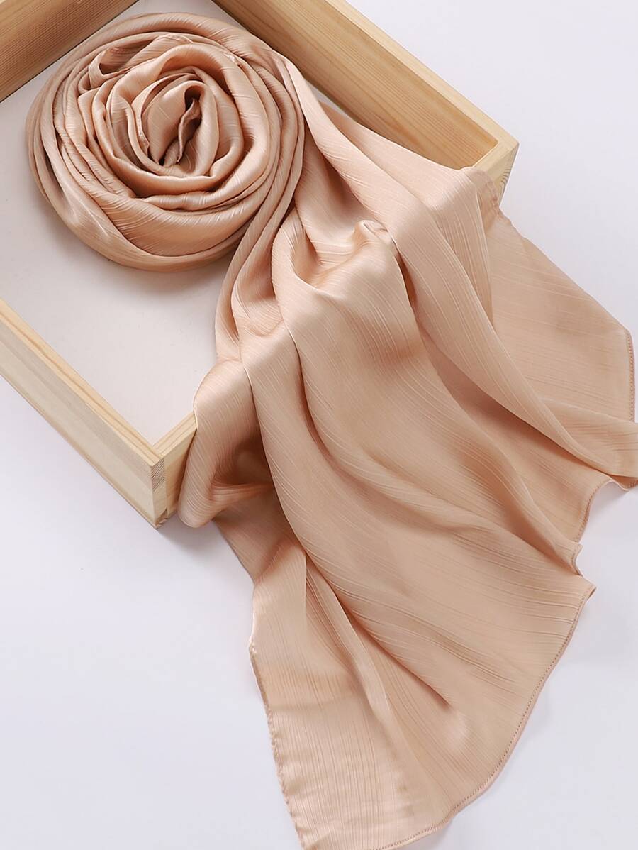 1pc Women's Solid Color Satin Elegant Scarf Accessory - Champagne - View 1