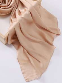 1pc Women's Solid Color Satin Elegant Scarf Accessory - Champagne - View 2