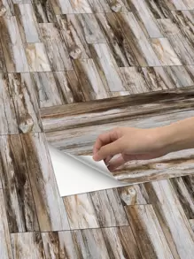 2 piezas Azulejo de piso de palo de cáscara grano de madera piso moderno PVC para casa - Multicolor - Ver 2