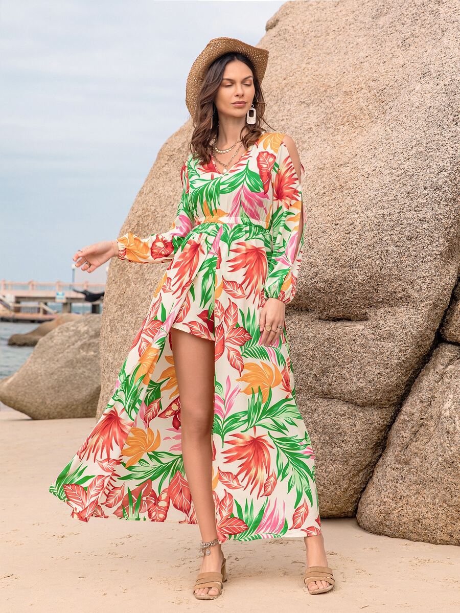 Rusttydustty Áo liền quần nữ Cắt ra Nhiệt đới Tất cả trên in Boho - Nhiều màu - Xem 1