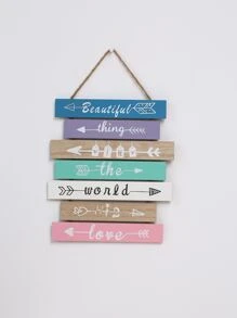 1 pieza de letrero colgante gráfico de letras, flecha moderna y decoración colgante de madera gráfica de letras para la decoración del hogar - Multicolor - Ver 1