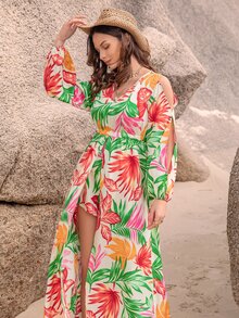 Rusttydustty Áo liền quần nữ Cắt ra Nhiệt đới Tất cả trên in Boho - Nhiều màu - Xem 3