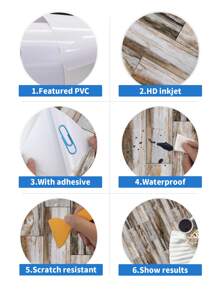 2 piezas Azulejo de piso de palo de cáscara grano de madera piso moderno PVC para casa - Multicolor - Ver 8