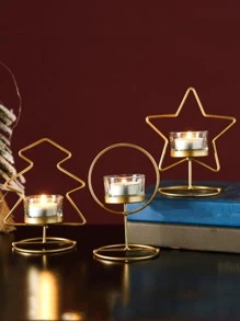 1pc Iron Candle Holder, Nordic Tree Shaped Candle Stand For Home - Gold - View 4