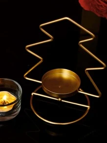 1pc Iron Candle Holder, Nordic Tree Shaped Candle Stand For Home - Gold - View 1