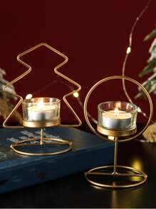 1pc Iron Candle Holder, Nordic Tree Shaped Candle Stand For Home - Gold - View 6