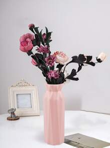 1pc Plastic Flower Vase, Minimalist Pink Vase For Flower - Pink - View 1