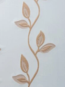 1pc Leaf Embroidered Sheer Curtain, Modern Fabric Single Panel Sheer Curtain For Home - Multicolor - View 7