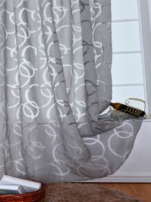 Rèm bảng điều khiển Sheer hoa văn hình học, Rèm Polyester hiện đại lọc ánh sáng riêng tư cho gia đình - Xám - Xem 1