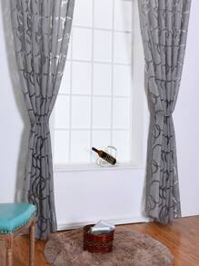 Rèm bảng điều khiển Sheer hoa văn hình học, Rèm Polyester hiện đại lọc ánh sáng riêng tư cho gia đình - Xám - Xem 4