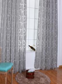 Rèm bảng điều khiển Sheer hoa văn hình học, Rèm Polyester hiện đại lọc ánh sáng riêng tư cho gia đình - Xám - Xem 7