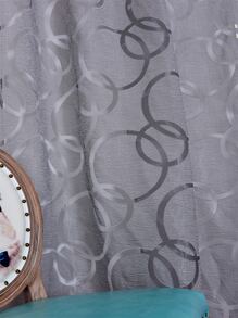 Rèm bảng điều khiển Sheer hoa văn hình học, Rèm Polyester hiện đại lọc ánh sáng riêng tư cho gia đình - Xám - Xem 8