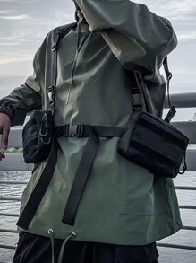 Street Chest Rig Bag For Women Hip-Hop Outdoor Chest Bag Functionality Unisex Vest Waist Pack - Black - View 3