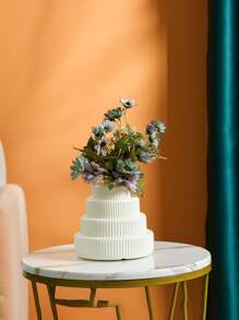 1pc Plastic Flower Vase, Modern Geometric Design Flower Vase For Home Home Decor Room Decor Glass Vase - White - View 1