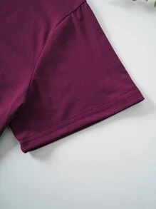 SHEIN LUNE Plus Clover And Letter Graphic Tee - Purple - View 4