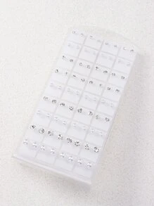 36 Pares/set Pendientes Con Piedras De Imitación Y Perlas Falsas