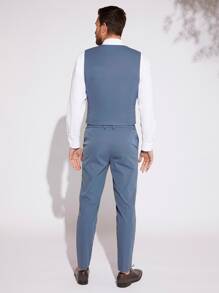 Manfinity NiteLyfe Men Button Front Vest Blazer & Trousers Without Shirt - Dusty Blue - View 5