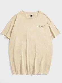 Manfinity RebelGame Men Letter Graphic Drop Shoulder Tee - Khaki - View 2