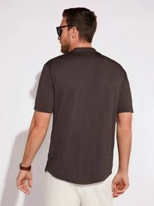 GENTILAND Men Solid Button Front Shirt - Chocolate Brown - View 2