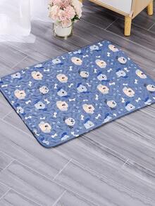 1pc Cartoon Dog Print Pet Crate Mat For Cat And Dog For Sleeping - Blue - View 2
