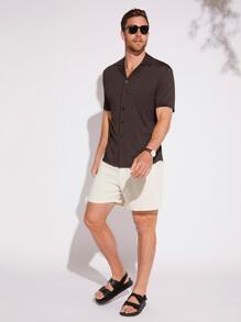 GENTILAND Men Solid Button Front Shirt - Chocolate Brown - View 5