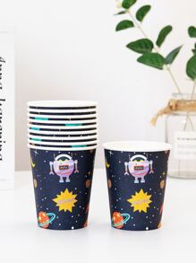 10入組/套一次性紙杯宇航員打印去派對杯 - 彩色 - 查看 3