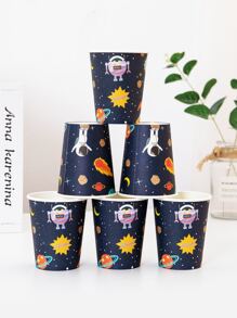 10入組/套一次性紙杯宇航員打印去派對杯 - 彩色 - 查看 4