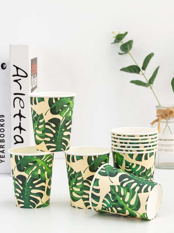 فنجان ورق استخدام مرة واحدة بطباعة استوائية الى الى حفلة 10قطع/طقم