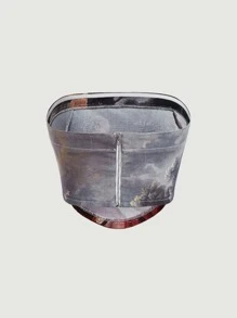 SHEIN Essnce Plus Figure Graphic Bandana Hem Tube Denim Top - Multicolor - View 2