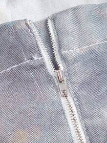 SHEIN Essnce Plus Figure Graphic Bandana Hem Tube Denim Top - Multicolor - View 3