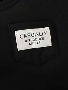 Baby Boy 2pcs Letter Patched Pocket Front Tee - Black and White - View 3