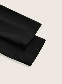 SHEIN ICON Spring Outfits 3 Colors Half Turtle Neck Zipper Plain Slim Fit Long Sleeve T-Shirt - Black - View 4