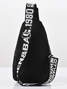 Cartoon Print Sling Bag Unisex Style - Black - View 2