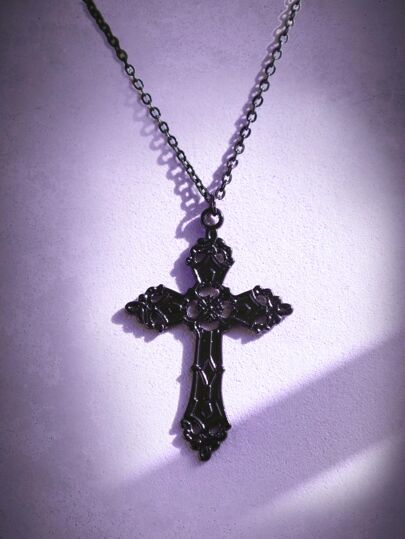 Goth Cross Charm Necklace