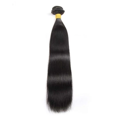 1pieza Paquetes rectos, armadura del pelo de Remy del cabello humano de la Virgen del color negro natural
