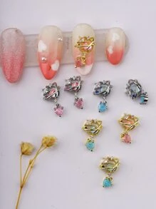 8 piezas 3d con diamante de imitación planeta Decoración de uñas - Multicolor - Ver 1