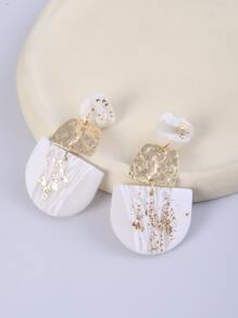 Geometric Decor Drop Earrings - White - View 5