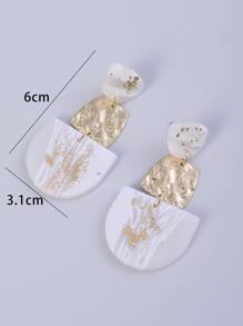 Geometric Decor Drop Earrings - White - View 6