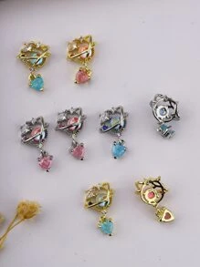 8 piezas 3d con diamante de imitación planeta Decoración de uñas - Multicolor - Ver 6