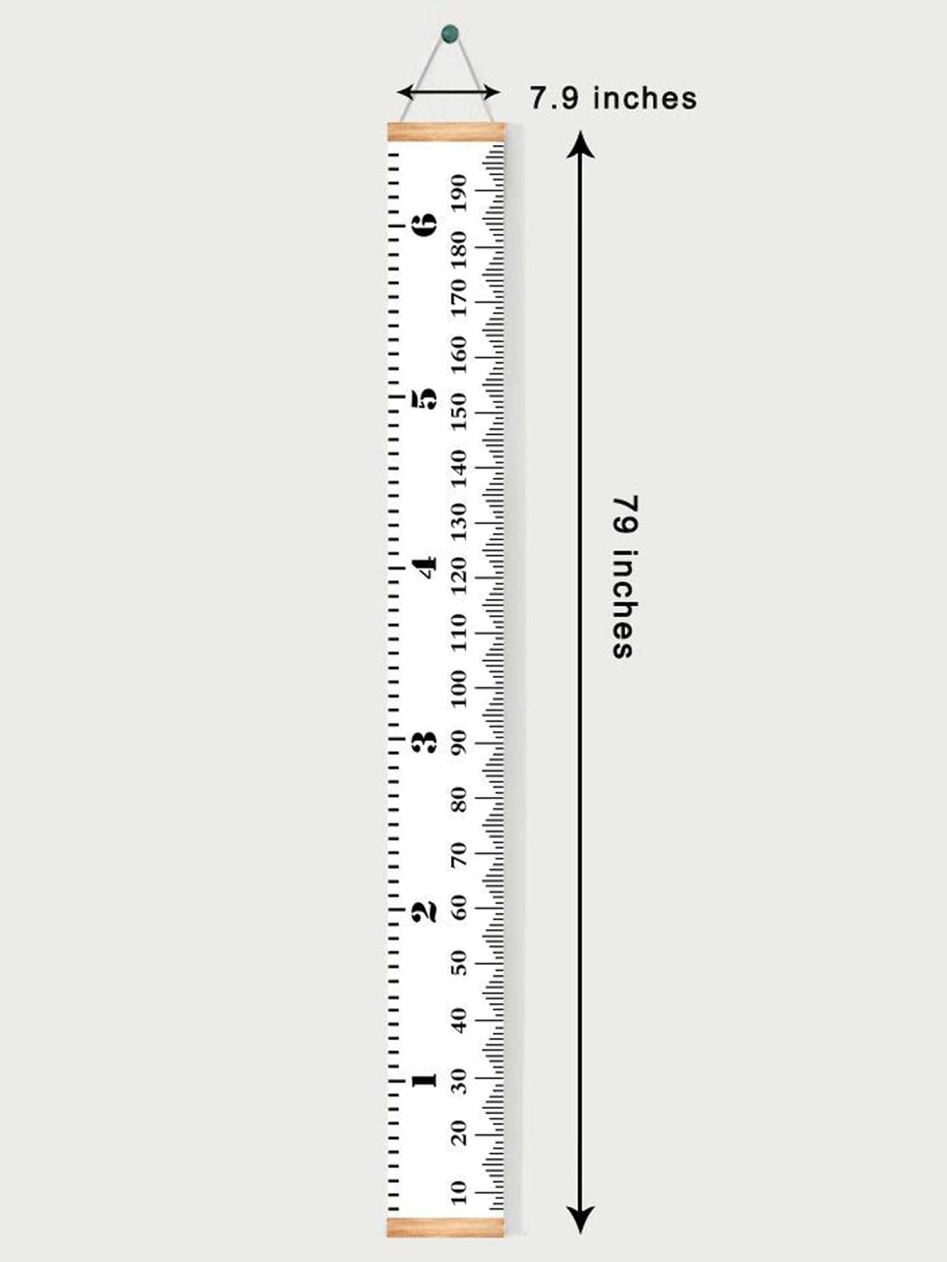 1pc Height Measurement Wall Hanging Ruler, Modern Height Measuring Ruler For Kids - White - View 3