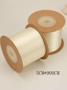 1卷素色禮品包裝絲帶派對用滌綸布條 - 米色 - 查看 2