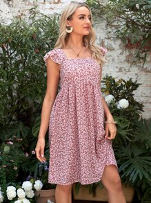 SHEIN Váy Bà bầu Xù Họa tiết hoa Boho - Nhiều màu - Xem 3